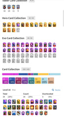 Clash Royale | nível 78 | 34 cartas 16 | 54 cartas 15 | 3 anos | 24 evoluções | (M+94)