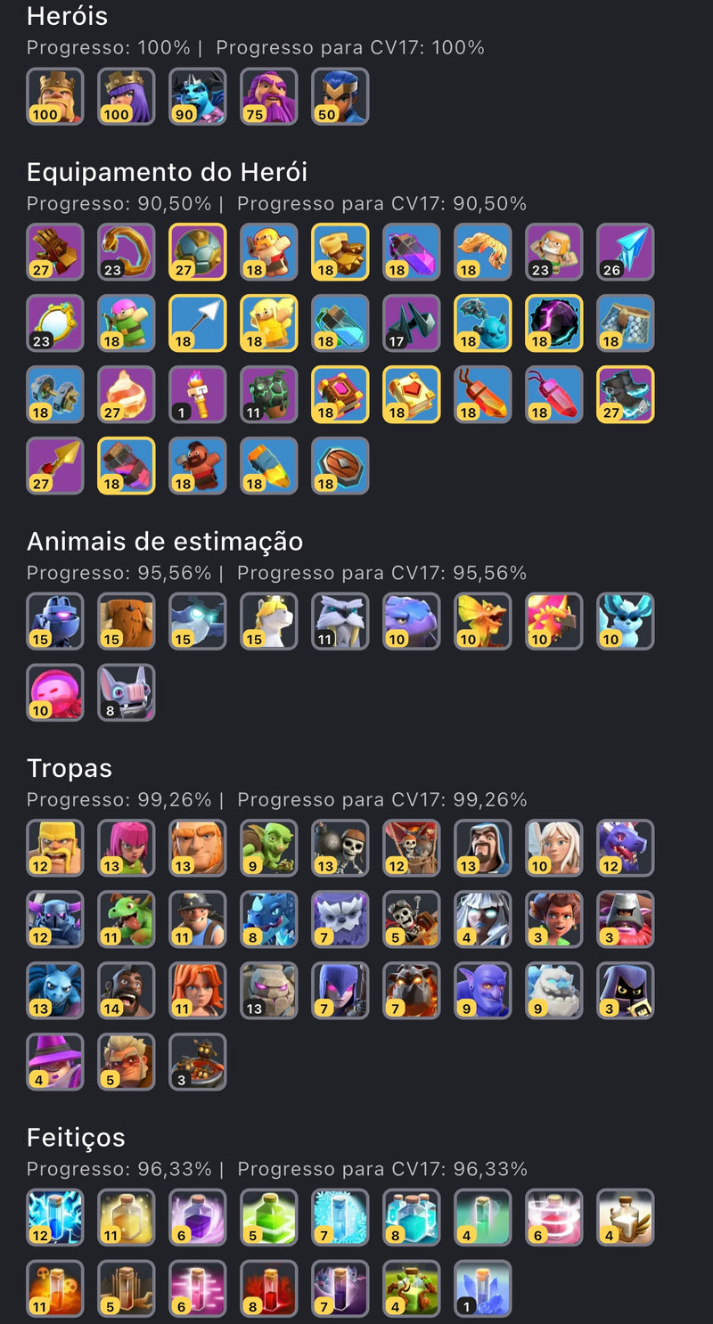 Cv17 | 5 Paisagens | 54 Skins | Equipamentos 90% | Set Mágico | (+50)