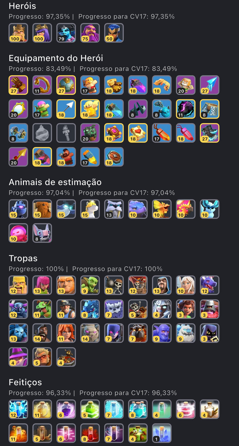 Cv17 | 8 Paisagens | 48 Skins | Muitas decorações | Equipamentos 83% | (+56)