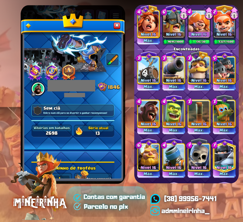 Clash Royale | nível 78 | 34 cartas 16 | 54 cartas 15 | 3 anos | 24 evoluções | (M+94)