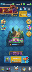 Clash Royale | nível 68 | 48 cartas nível 15 e 67 nível 14 | 27 evoluções | 187 emotes | (