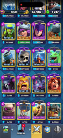 ⚡️Nível da coleção 1760 | 3 cartas Nível 16 | 11 cartas Nível  15 | +150 Emotes (M+66)