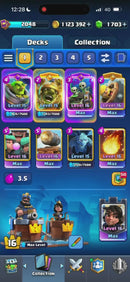 Clash Royale | Nível 80/2048 | 29 Evoluções | 8 Heróis | 27 cartas 16 | 62 cartas 15 | 228 Emotes | (+09)