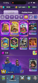 Clash Royale | Nível 80/2036 | 28 Evoluções | 7 Heróis | 30 cartas 16 | 53 cartas 15 | 150 Emotes | (+024)