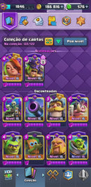 Clash Royale | nível 78 | 34 cartas 16 | 54 cartas 15 | 3 anos | 24 evoluções | (M+94)