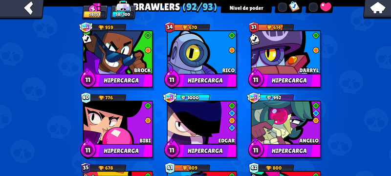 58k troféus | 21 nível 11 (14 hipercargas) | (01+14)