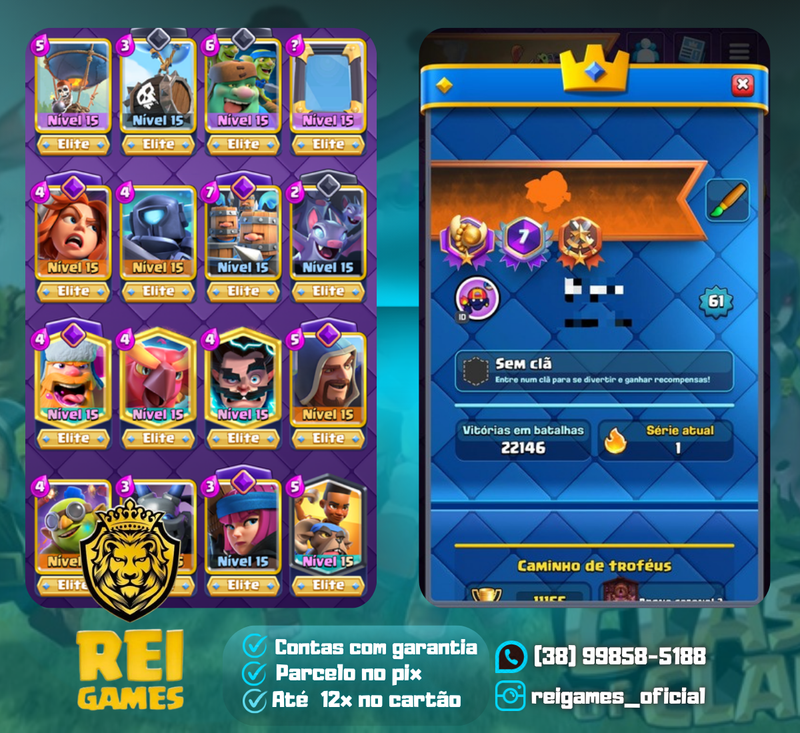 Nível 61 | 7 anos | 29 elites | 14 evolução | emote globin beijando troféu  (01+5)