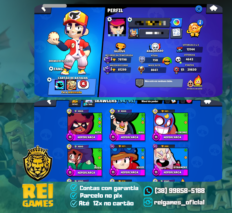 79k troféus | 49 nível 11 | 37 hipercargas | desde 2019 | 290 skins | (#6)