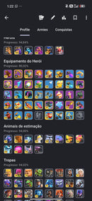 Cv18 bem upada | 6 Paisagens | 38 Skins | Set cósmico completo | Equipamentos 80% | (+035)