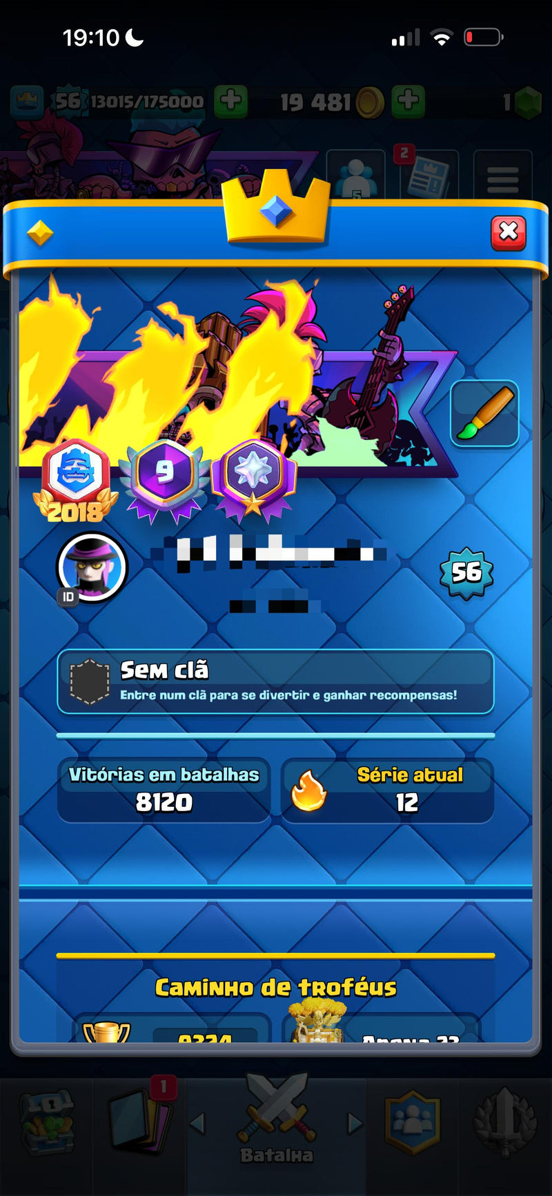 Nível 56 | 12 elites | 7 evoluções | emblema crl 2018 | (