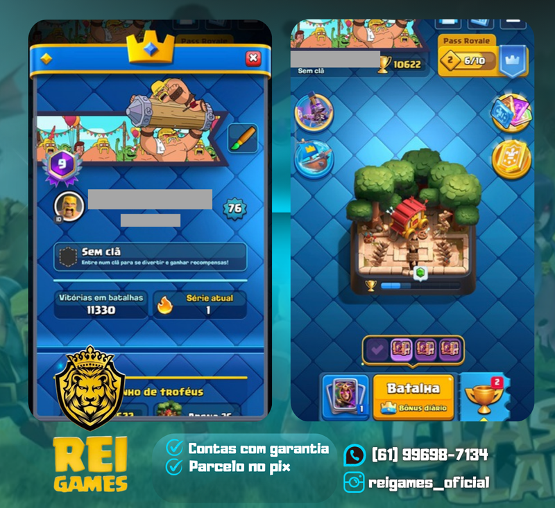 Clash Royale | nível 76 | 12 cartas nível 16 | 65 nível 15 | 42 nível 14 | 24 evoluções | 268 emotes | 42 skins de torre | 4M ouro | (#21)