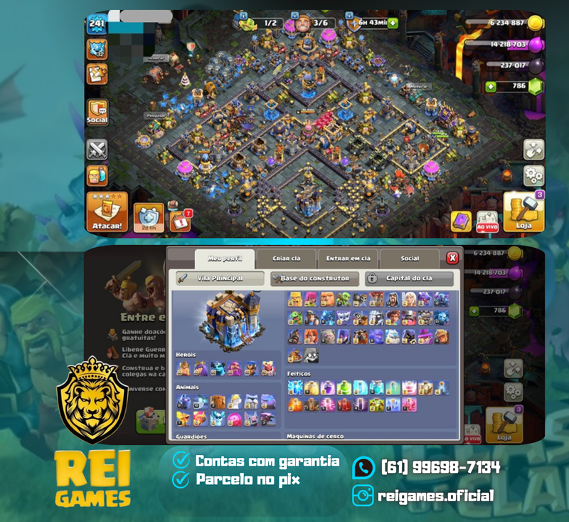 Clash of Clans cv18 | 83% Full | 31 skins (11 lendárias) | (#18)