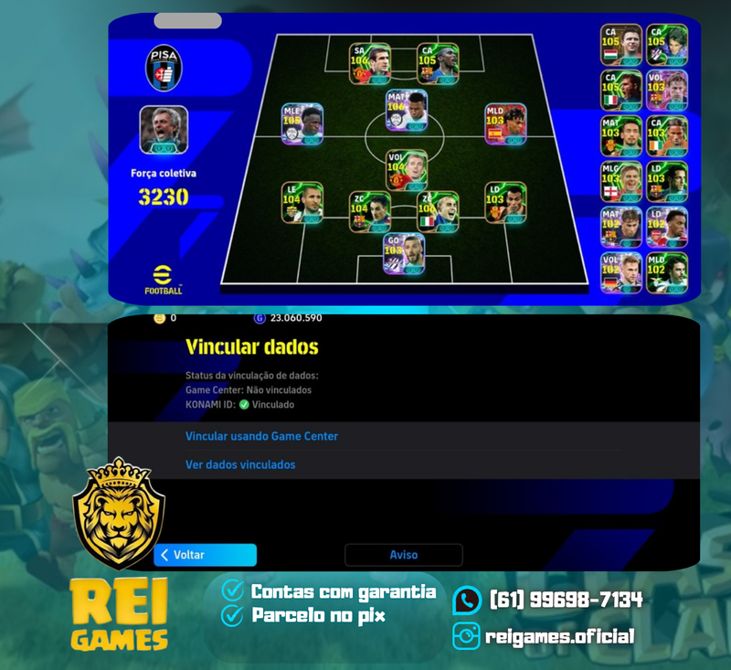 Efootball | força 3.230 | Mbappé (106) | Cantona (106) | Cannavaro (106) | Etoo (105) | Vinícius junior (105) | Puskás (105) | Batistuta (105) | Vieri (105) | Fletcher (104)  | Ferrer | 104 | Chiellini (104) | drogba (103) | 234 jogadores | (#3)
