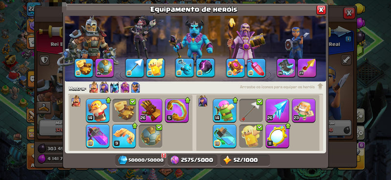 CV17 full/insana | Obstáculos raros | 3 Paisagens | Heróis 100/100/81/75/50 | Equipamentos full (c+0)