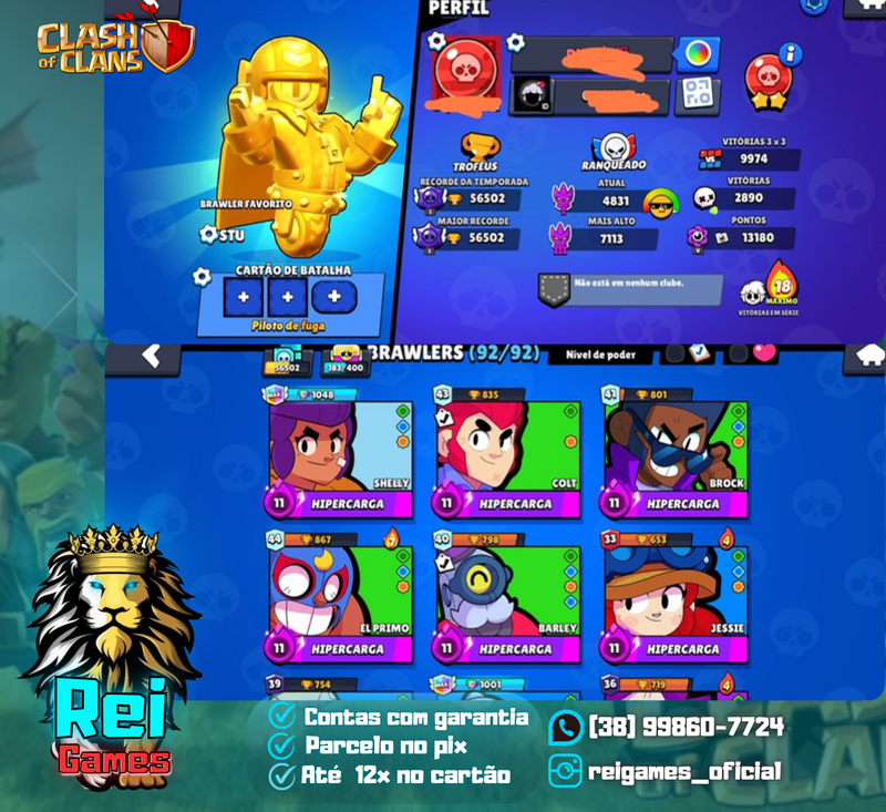 56k troféus | 32 Brawl Full (30) hipercargas | 189 skins | (01+44)