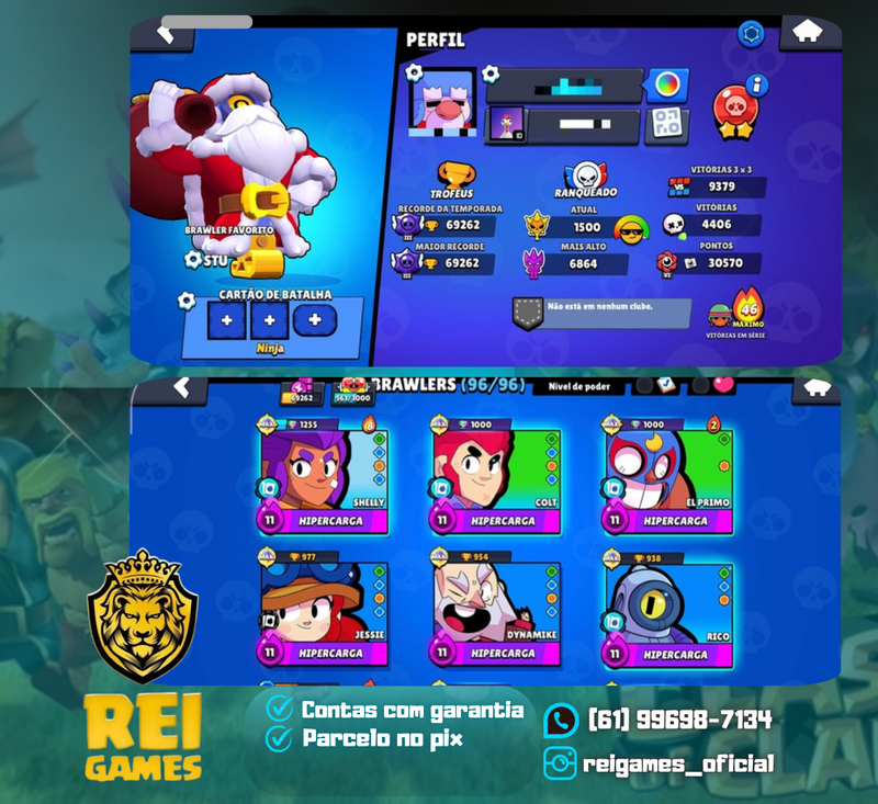 Brawl Stars | 69.000 troféus | 29 Brawl Full (26 hipercargas) | +280 skins | (#20)