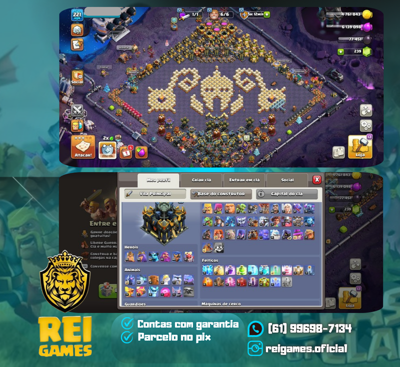 Clash of Clans | 124 skins (55 lendárias) | 38 paisagens (2 de guerra e 2 construtor) | (#17)