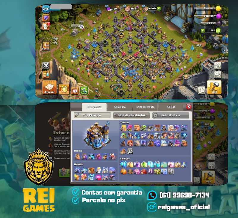 Clash of Clans cv18 | nível 245 | 34 skins | 8 paisagens | (#9)